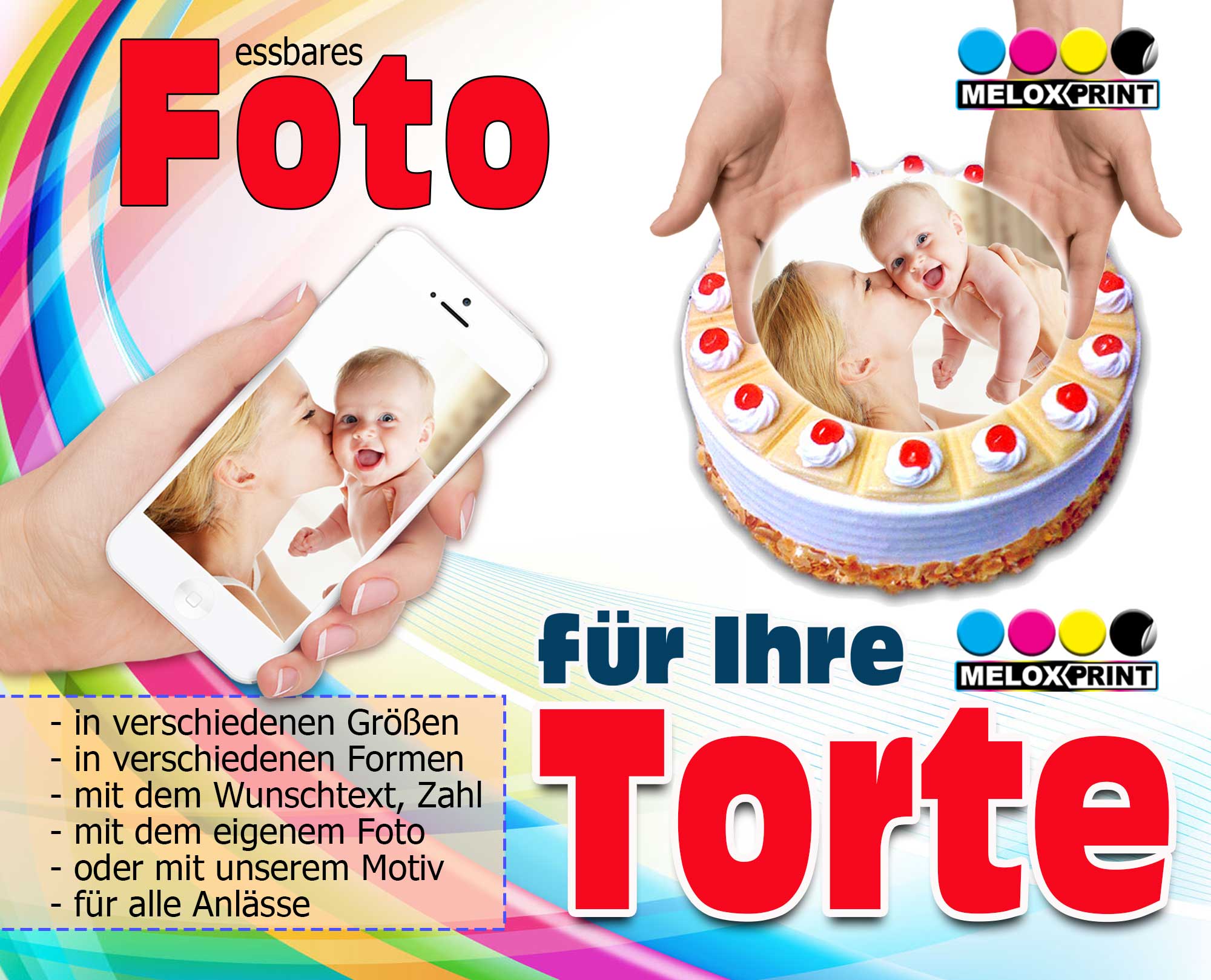 Individuelle Tortenaufleger mit Wunschmotiv /Wunschtext in verschiedenen Formen, Größen  individual edible photos for cakes