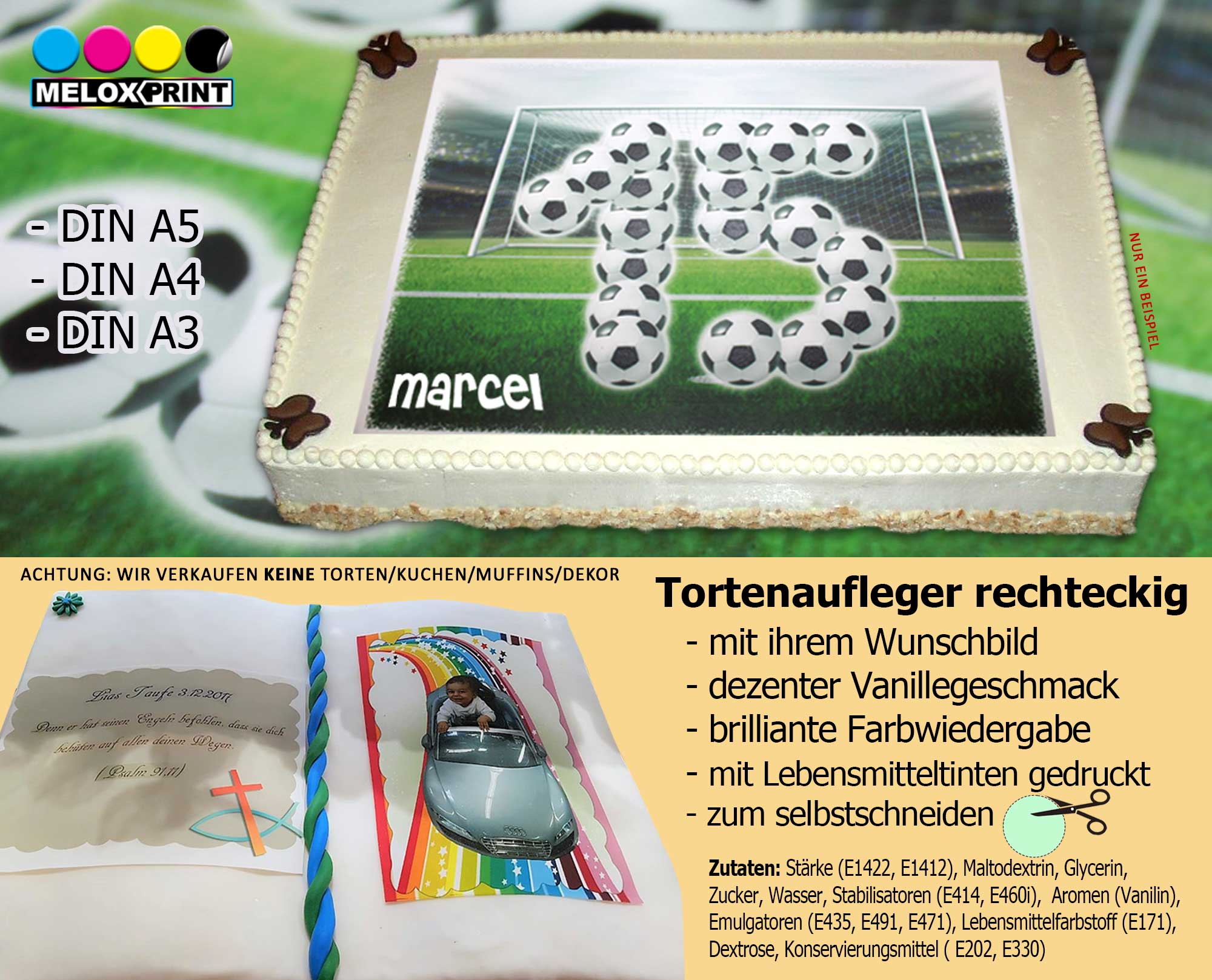 Individuelle Tortenaufleger mit Wunschmotiv /Wunschtext in verschiedenen Formen, Größen  individual edible photos for cakes