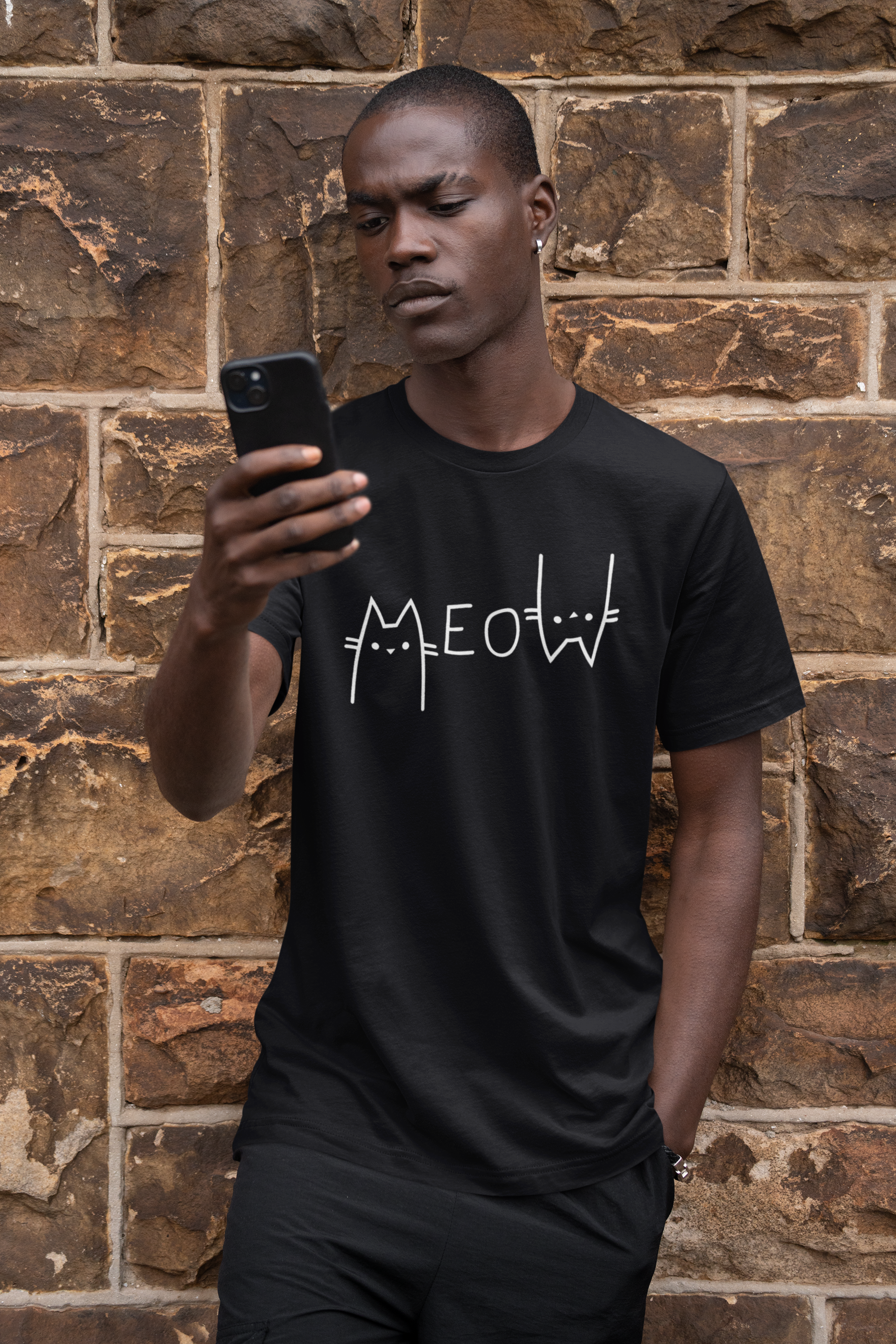 Meow Cat Line Print - Unisex T-Shirt