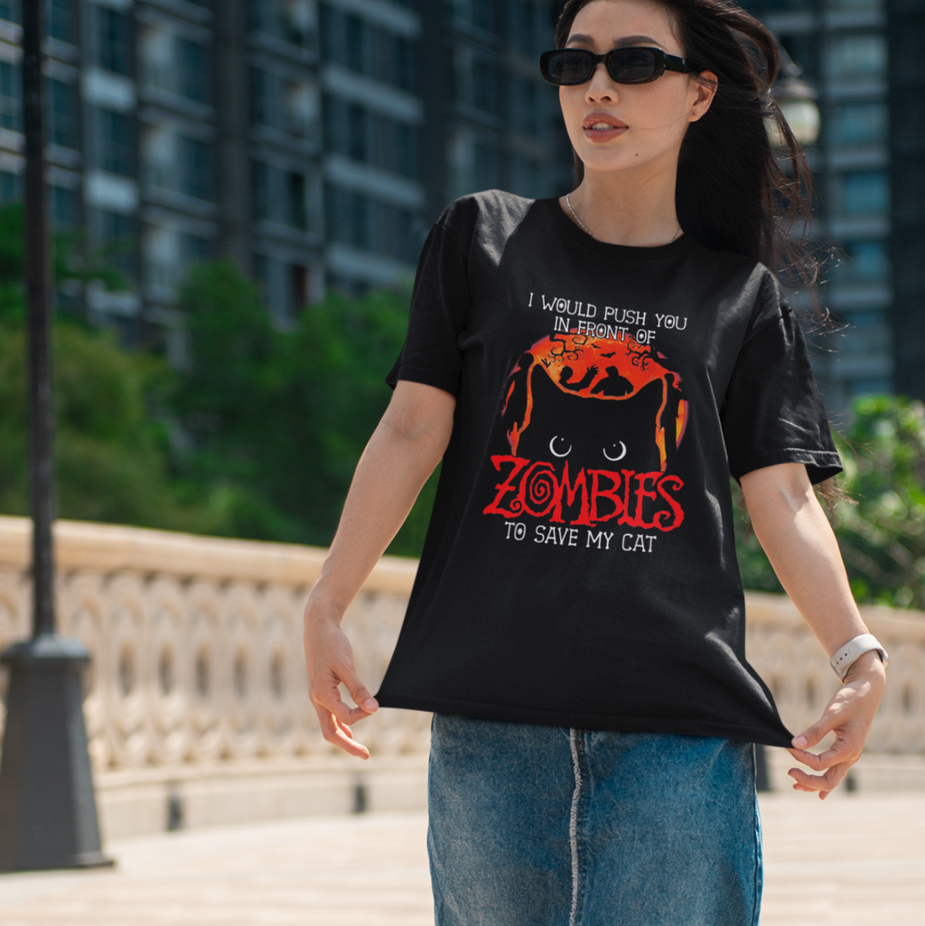 In Front Of Zombies Save My Cat - Unisex T-Shirt