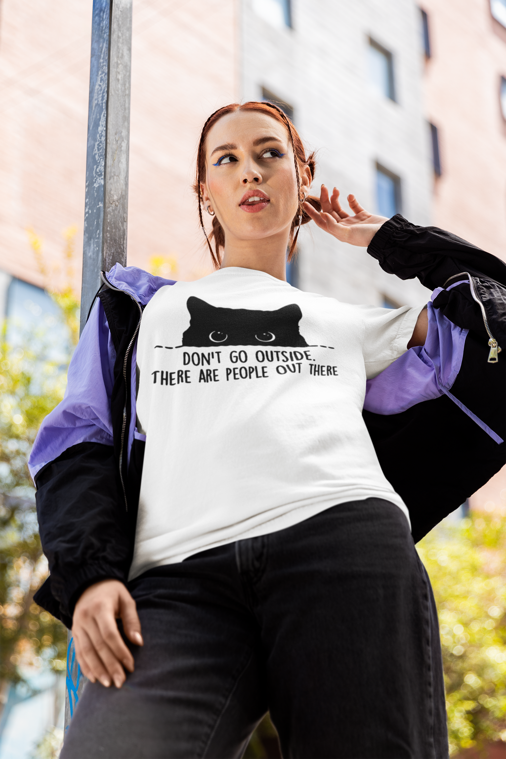 Dont Go Outside Line Art Print - Unisex T-Shirt