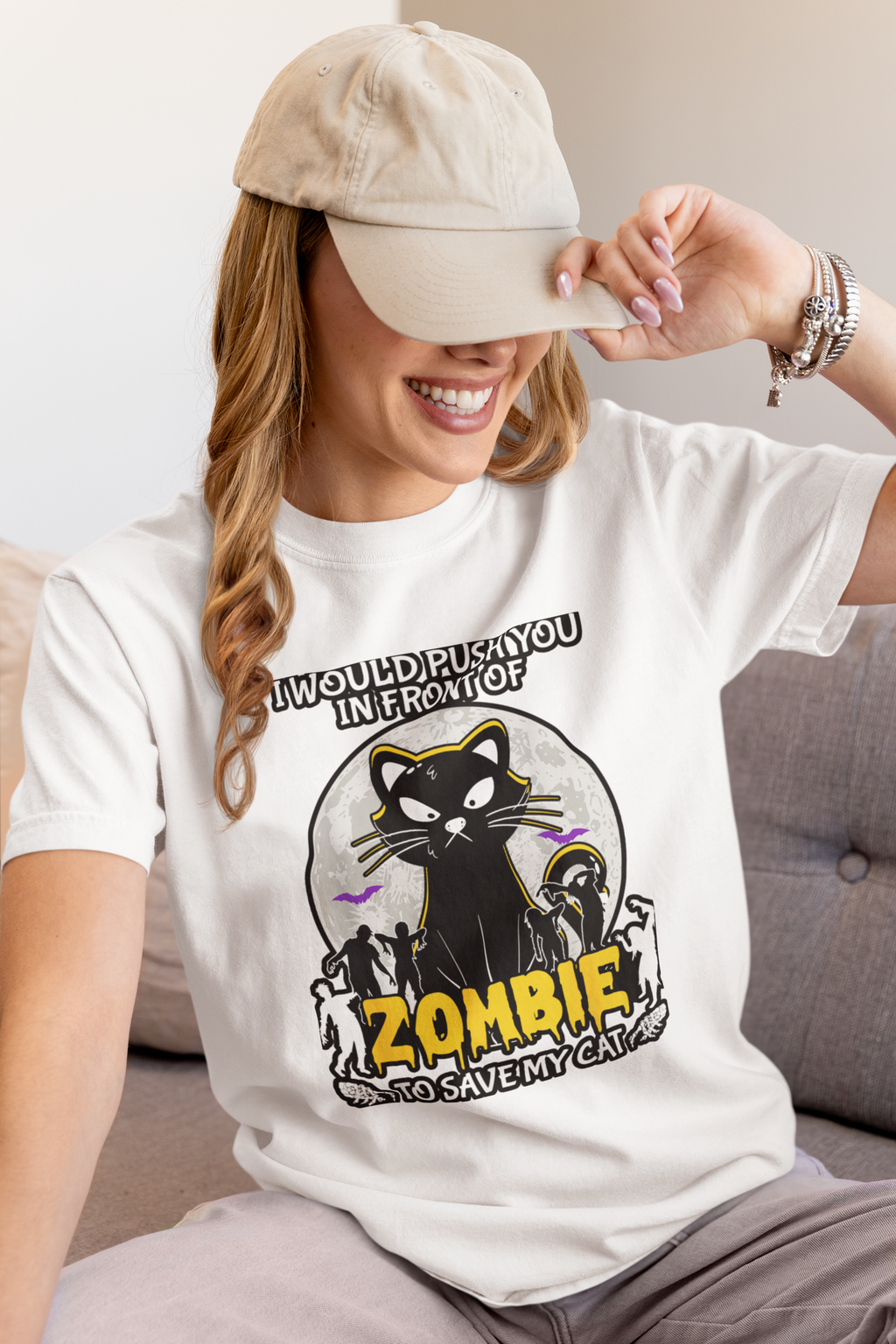 I Would Push You In Front Of Zombies To Save My Cat - Unisex T-Shirt