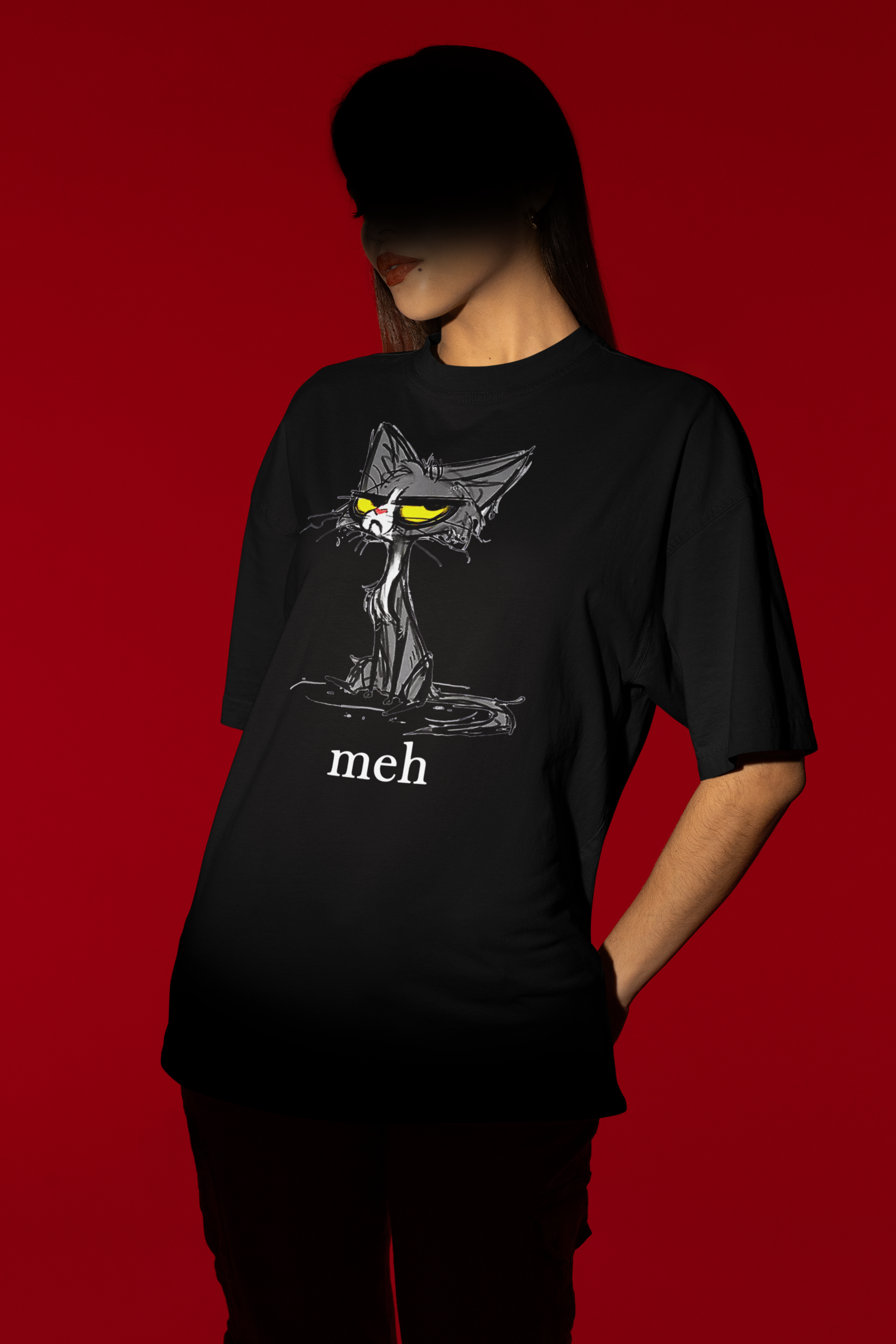 Cat Meh Fun Art Print - Unisex T-Shirt