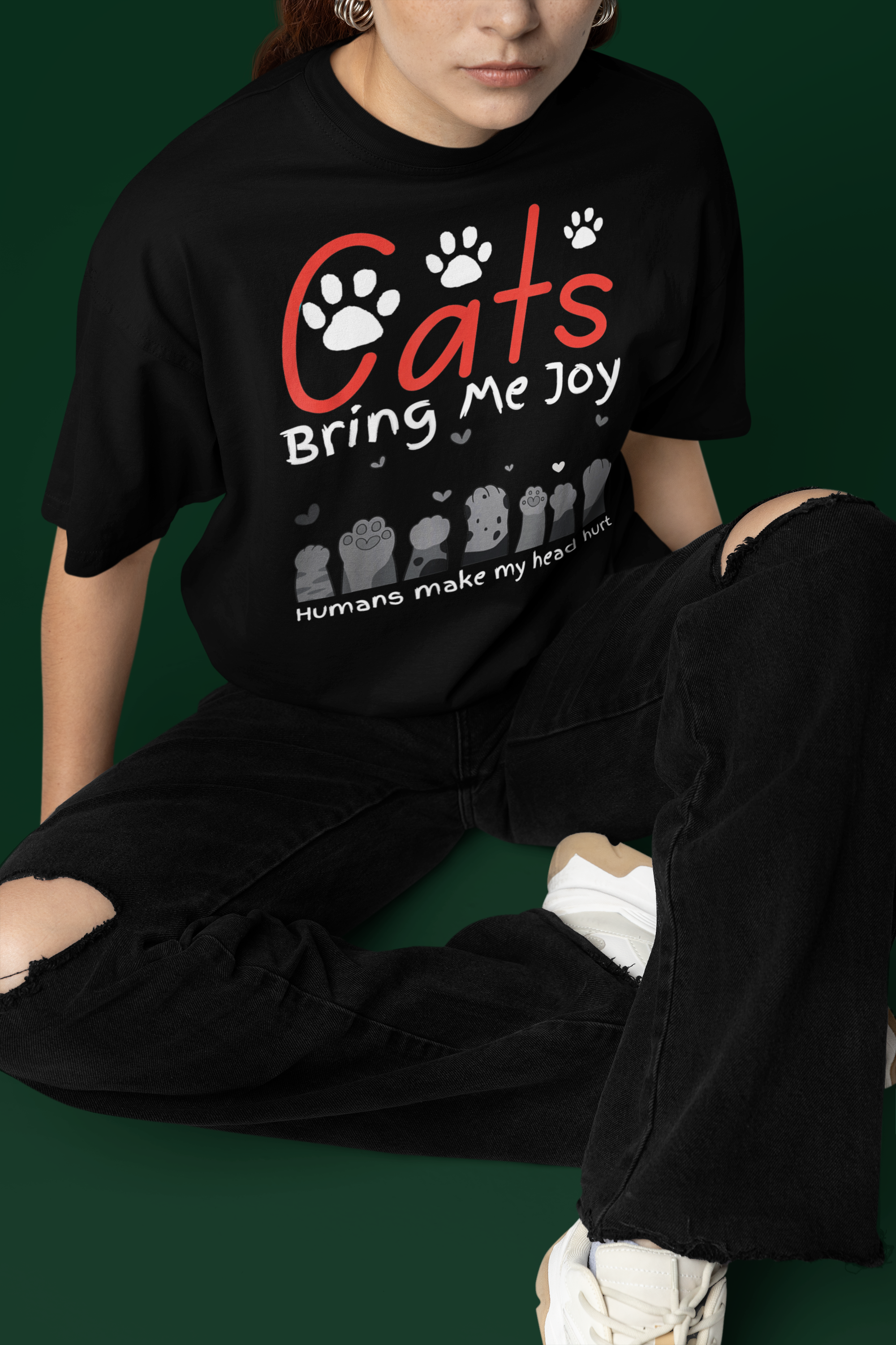 Cats Bring Me Joy Humans Makes My Head Fun Print - Unisex T-Shirt