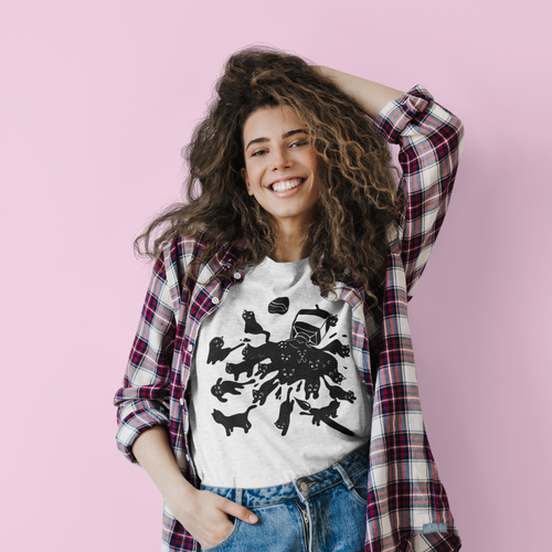 Black Ink Cats Relaxing Fun Print - Unisex T-Shirt
