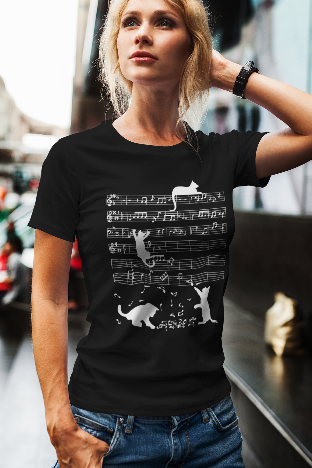 Cat Playing Music - Unisex T-Shirt