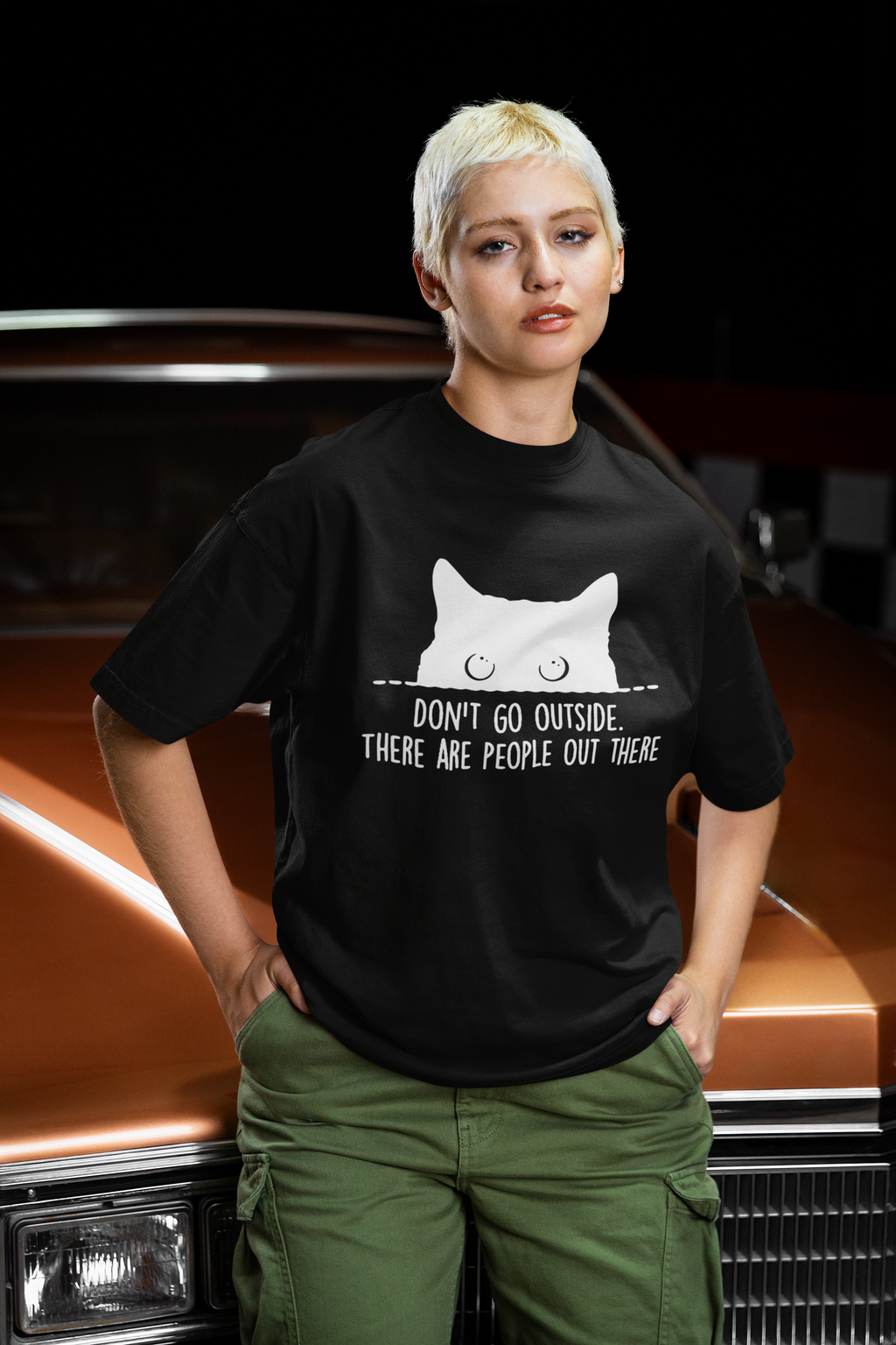 Dont Go Outside Line Art Print - Unisex T-Shirt