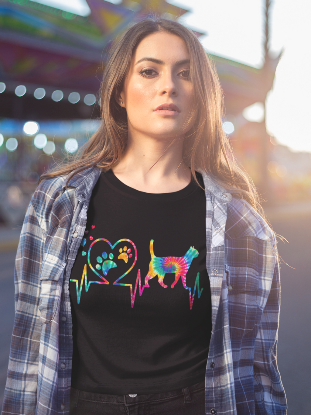 Cat Heart Heartbeat Print Tee - Unisex T-Shirt