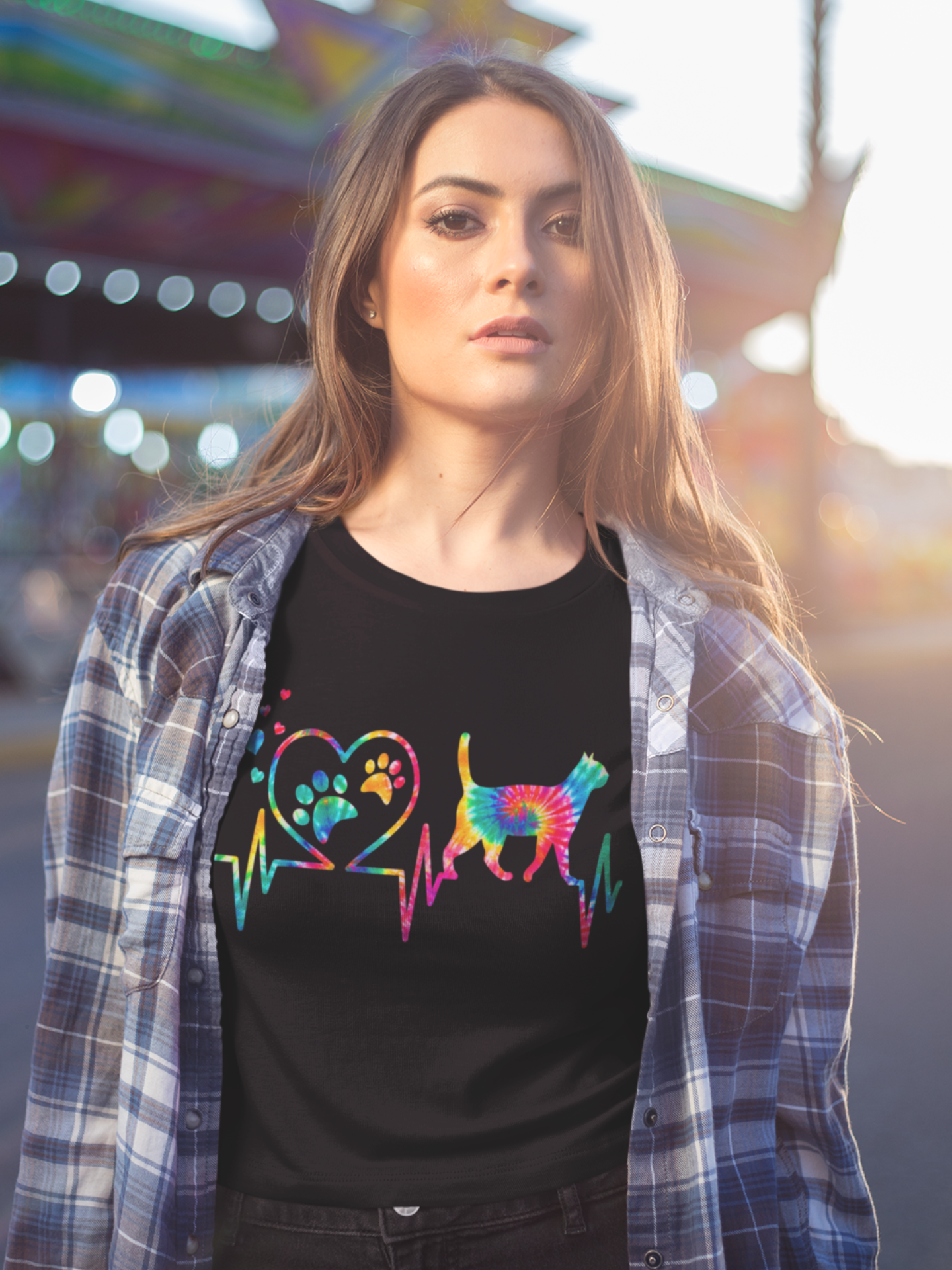Cat Heart Heartbeat Print Tee - Unisex T-Shirt