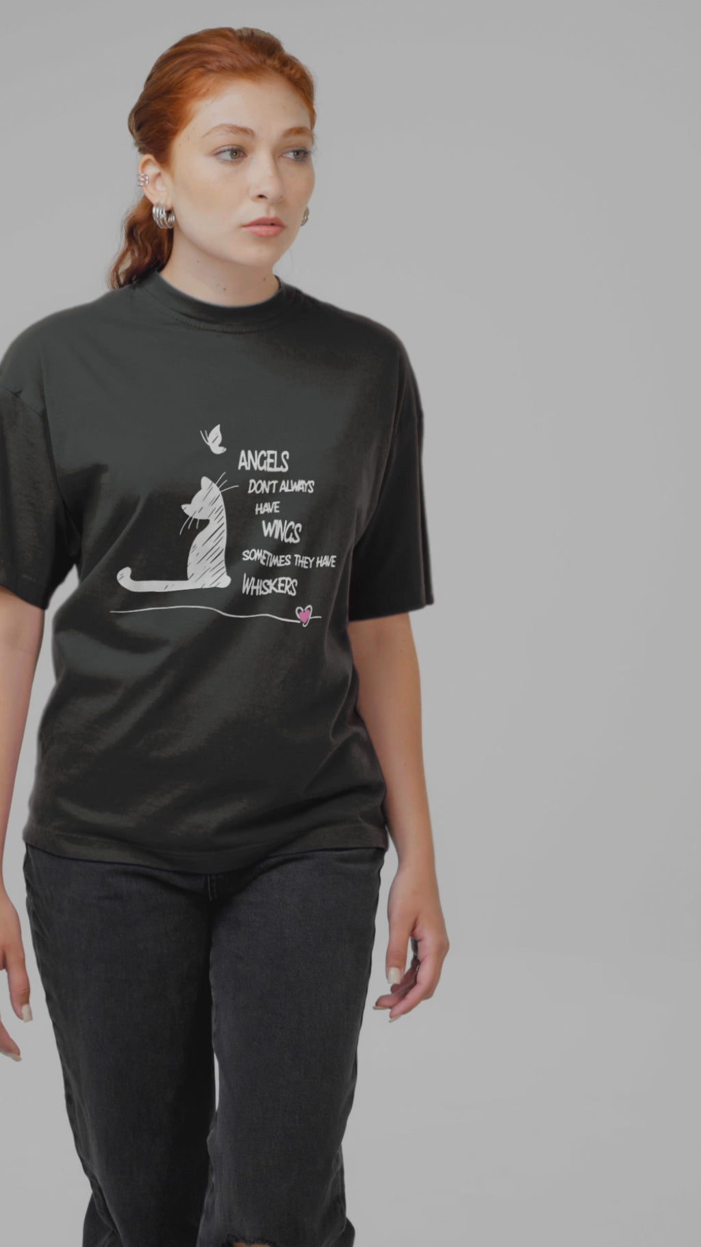 Angels Dont Always Have Wings Cat Heart - Unisex T-Shirt