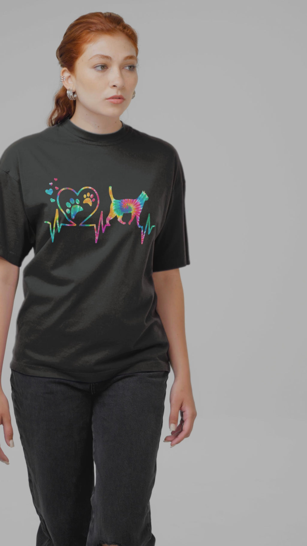 Cat Heart Heartbeat Print Tee - Unisex T-Shirt