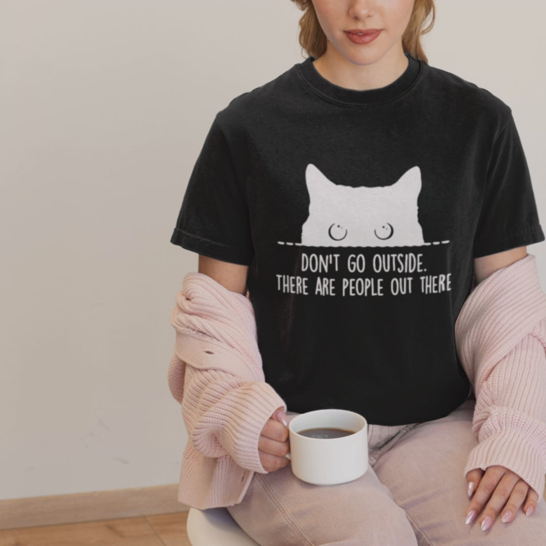 Dont Go Outside Line Art Print - Unisex T-Shirt