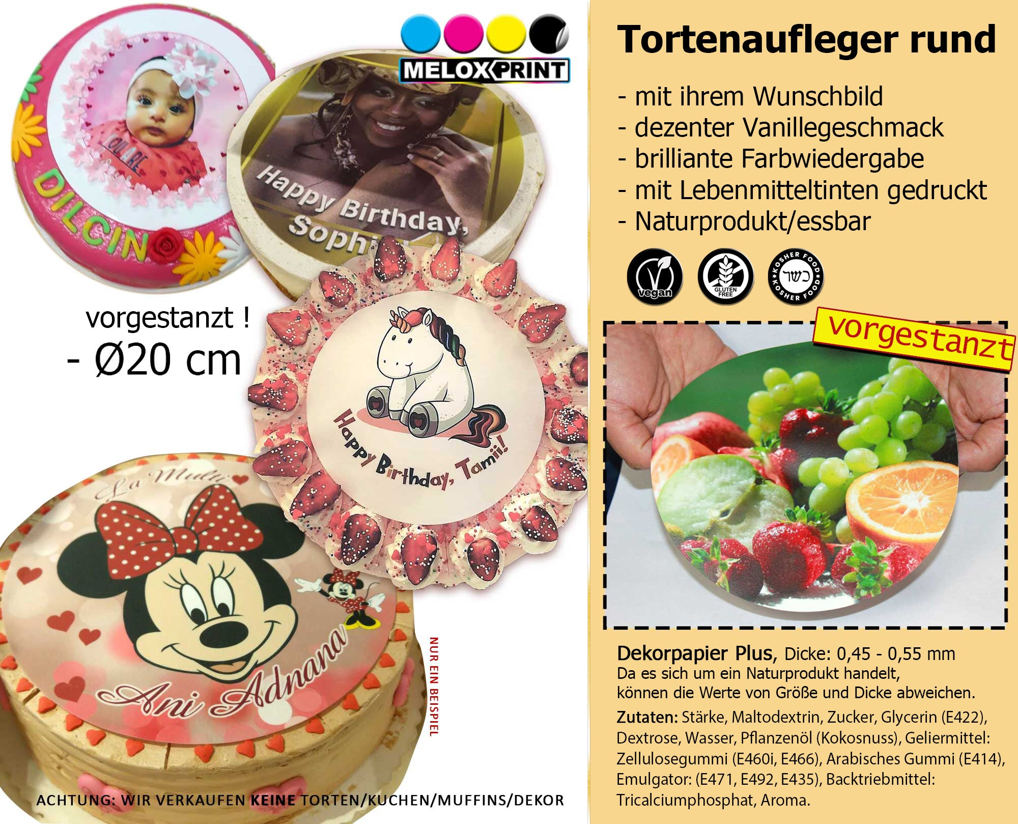 Individuelle Tortenaufleger mit Wunschmotiv /Wunschtext in verschiedenen Formen, Größen  individual edible photos for cakes