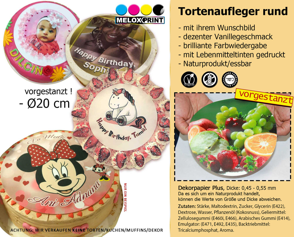 Individuelle Tortenaufleger mit Wunschmotiv /Wunschtext in verschiedenen Formen, Größen  individual edible photos for cakes