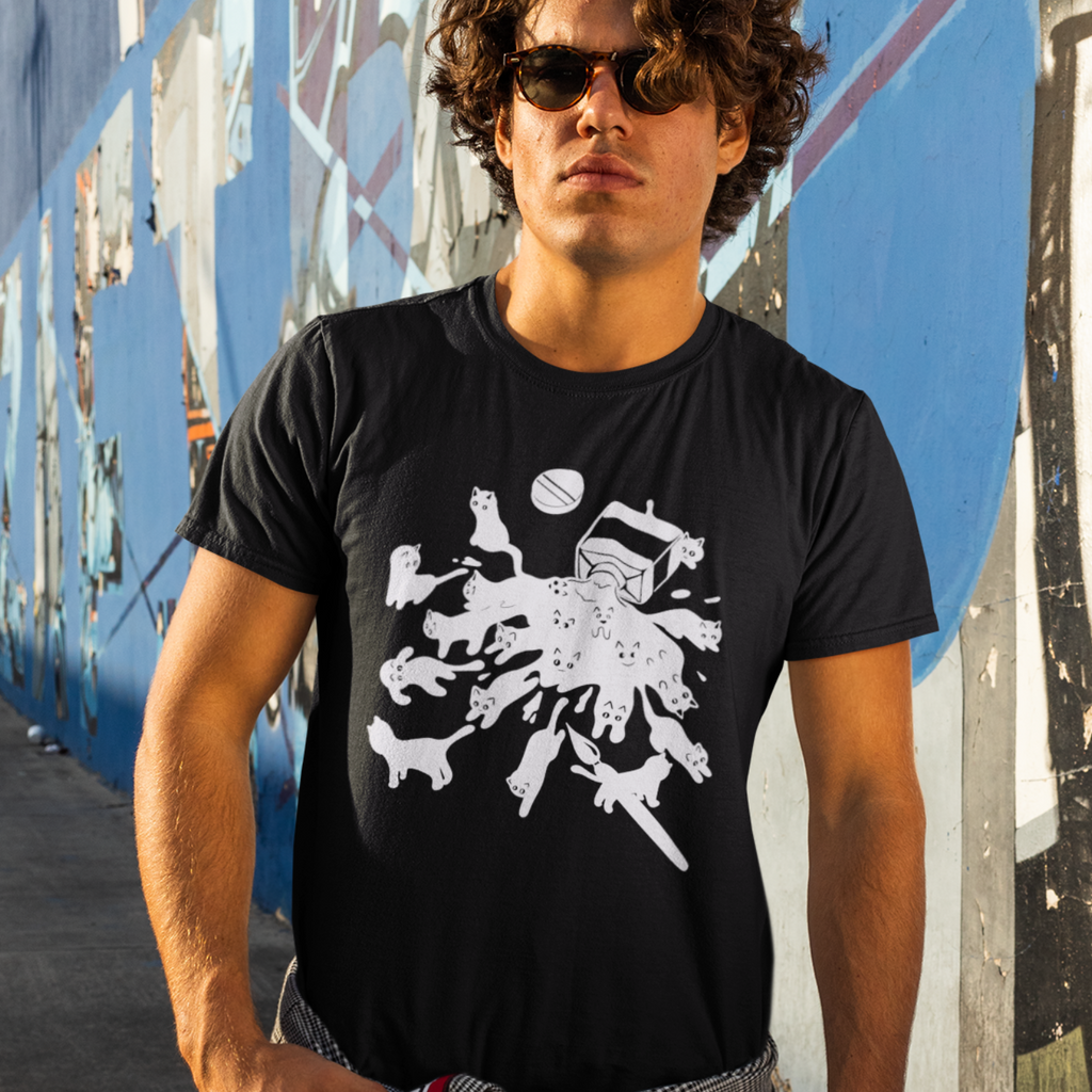 Black Ink Cats Relaxing Fun Print - Unisex T-Shirt