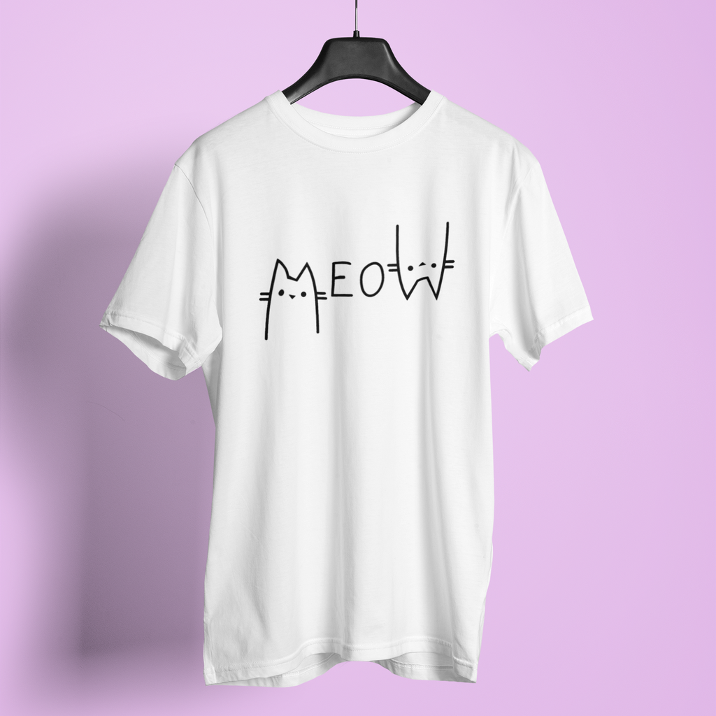 Meow Cat Line Print - Unisex T-Shirt
