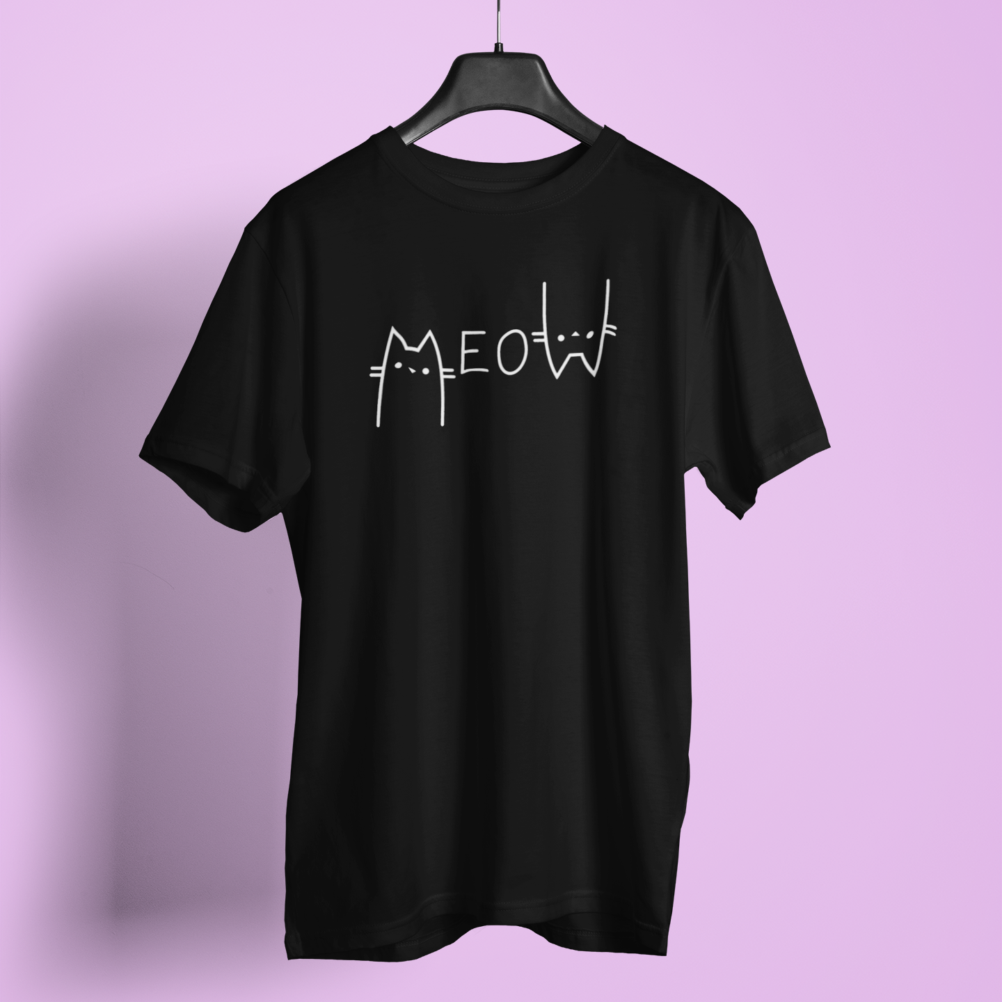 Meow Cat Line Print - Unisex T-Shirt