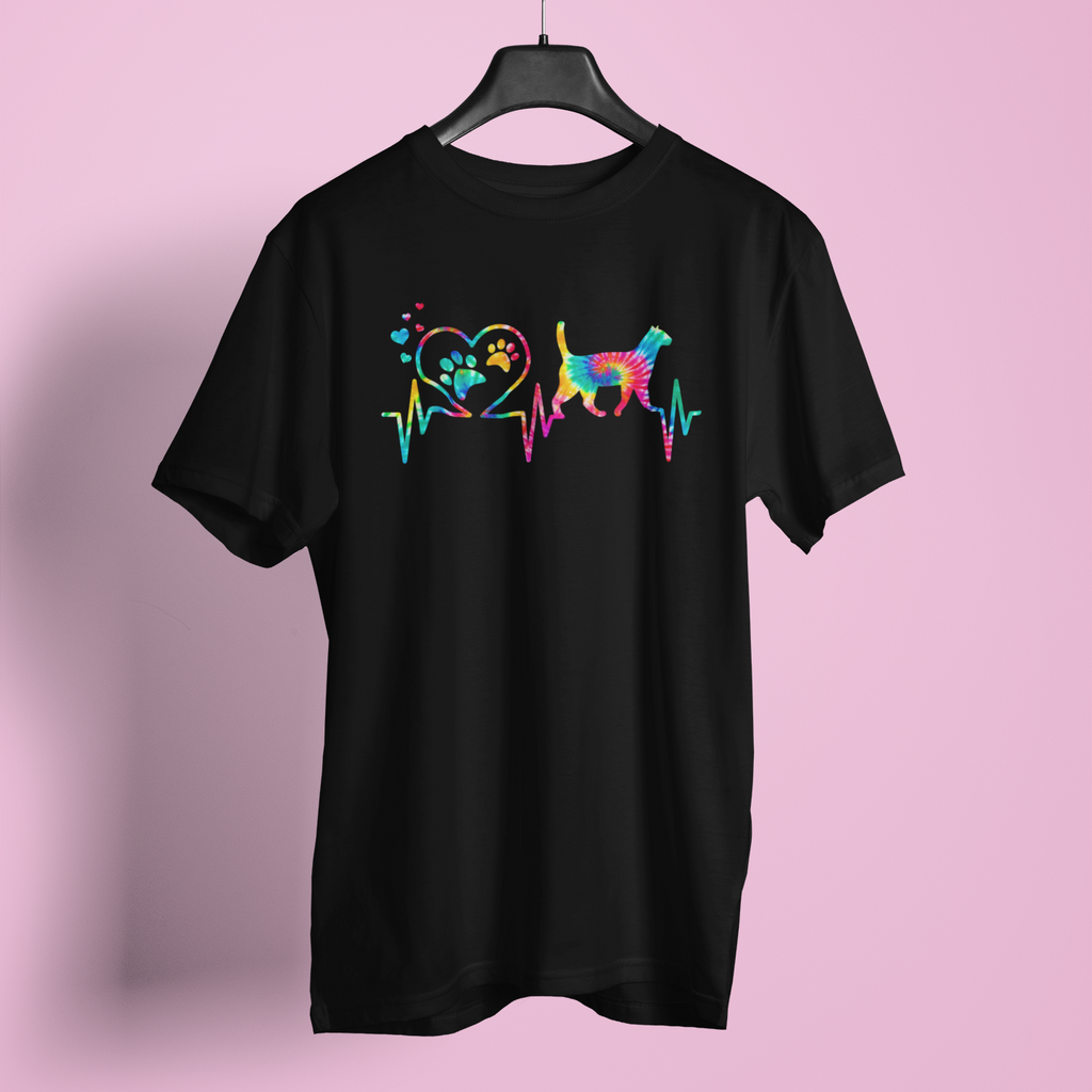 Cat Heart Heartbeat Print Tee - Unisex T-Shirt