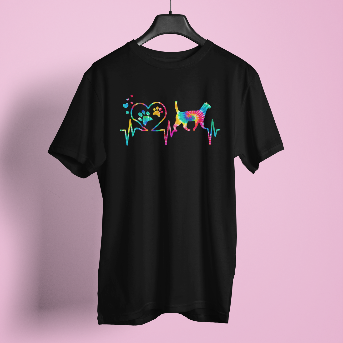 Cat Heart Heartbeat Print Tee - Unisex T-Shirt
