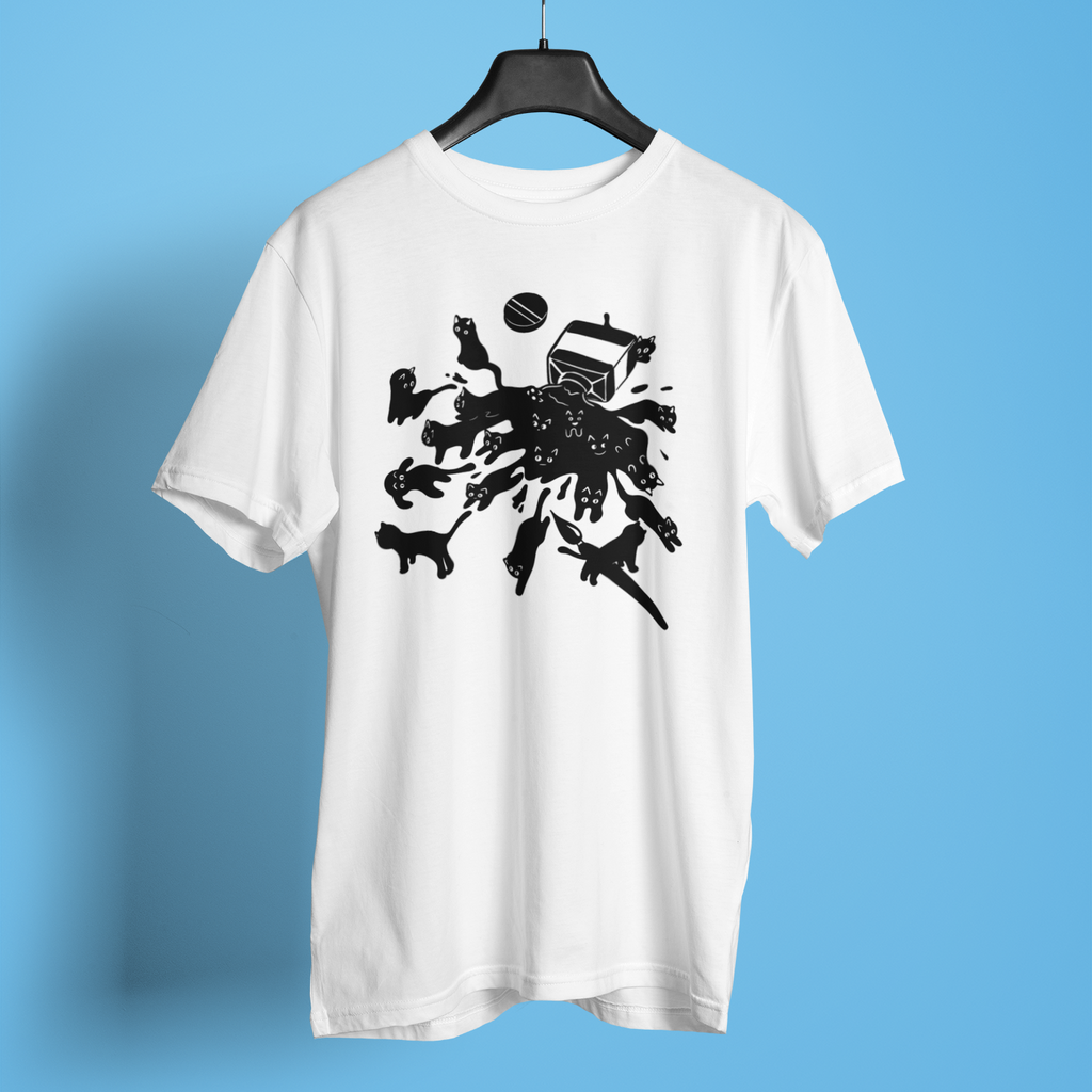 Black Ink Cats Relaxing Fun Print - Unisex T-Shirt