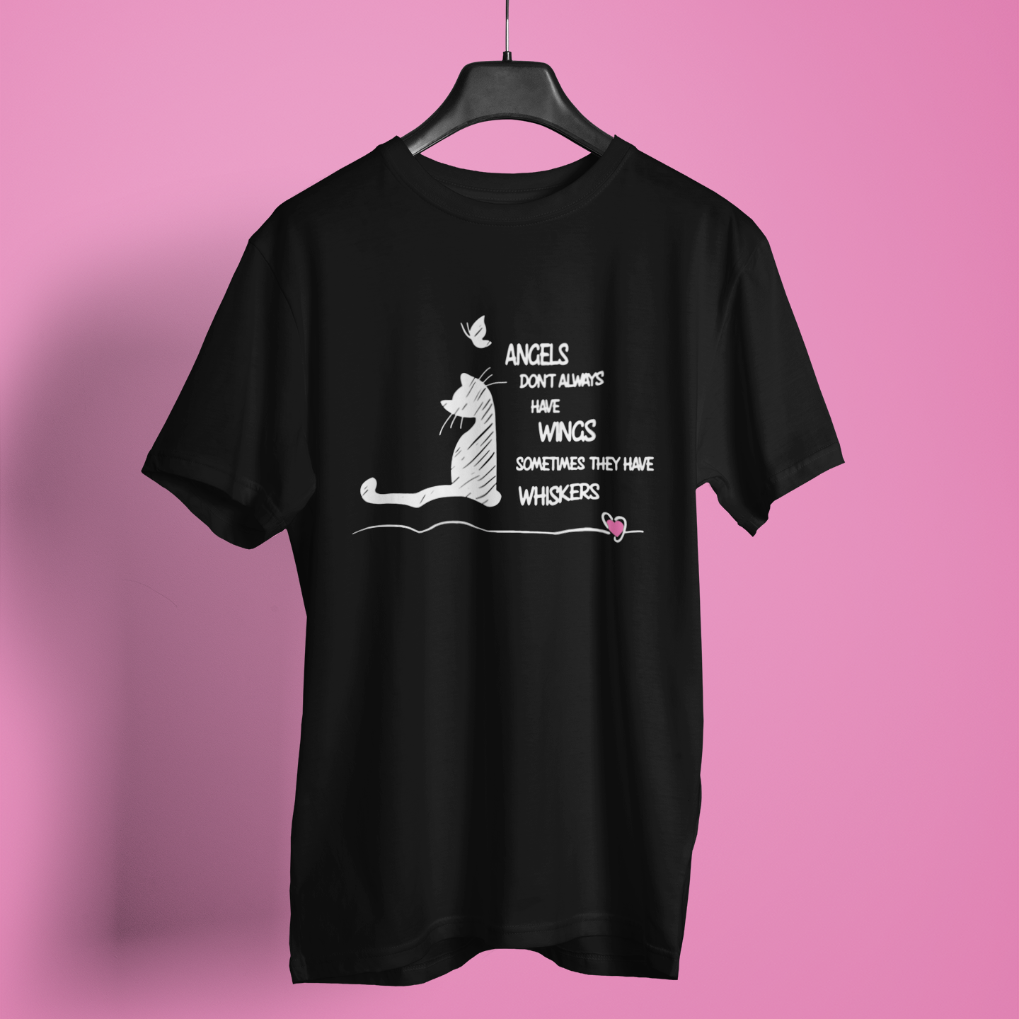 Angels Dont Always Have Wings Cat Heart - Unisex T-Shirt