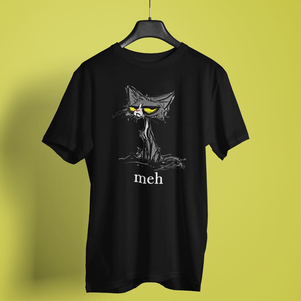 Cat Meh Fun Art Print - Unisex T-Shirt