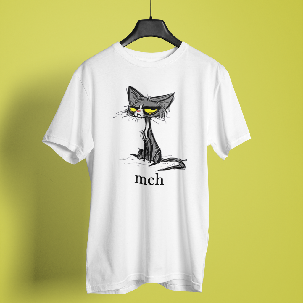 Cat Meh Fun Art Print - Unisex T-Shirt