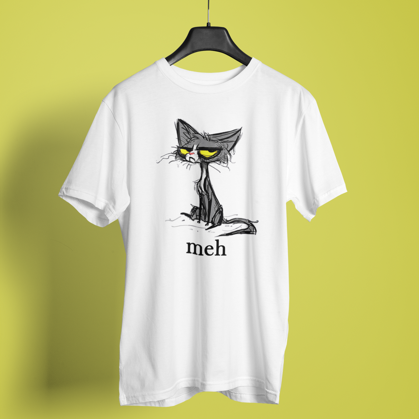 Cat Meh Fun Art Print - Unisex T-Shirt