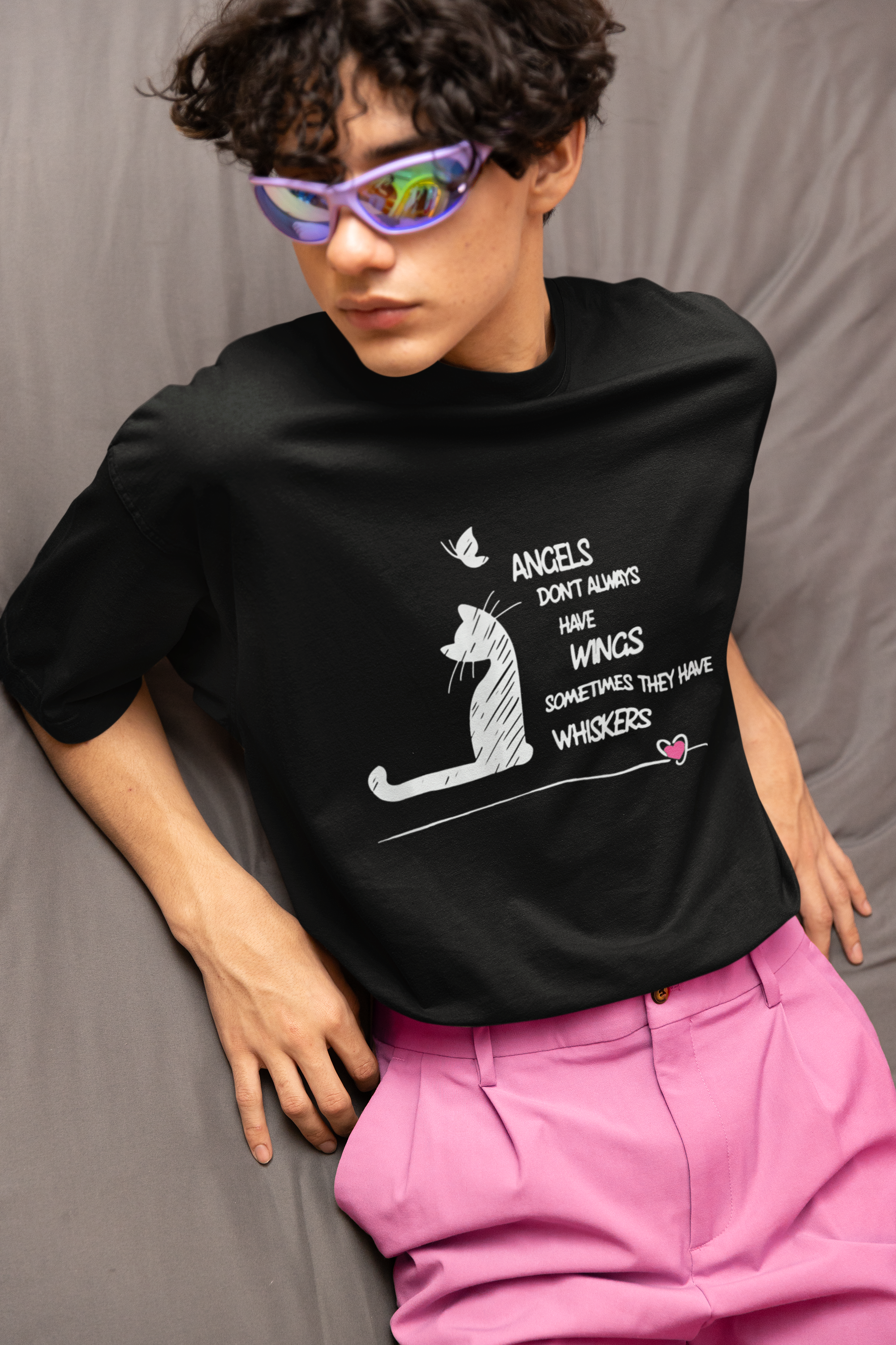 Angels Dont Always Have Wings Cat Heart - Unisex T-Shirt