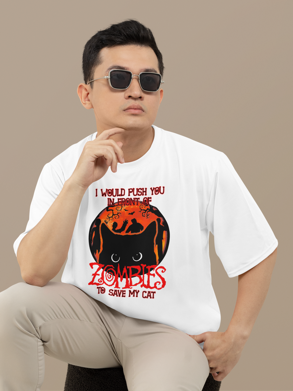 In Front Of Zombies Save My Cat - Unisex T-Shirt