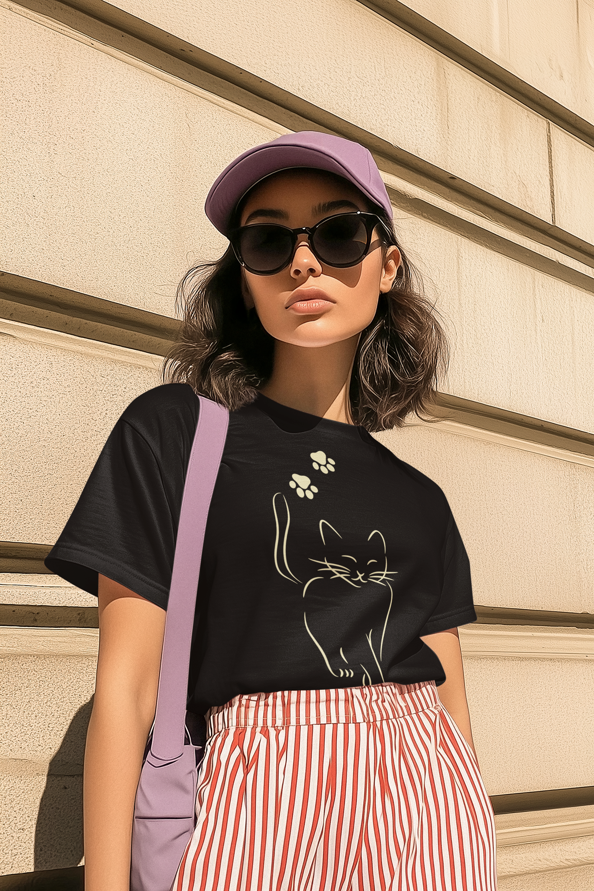 Cat Love Line Art - Unisex T-Shirt