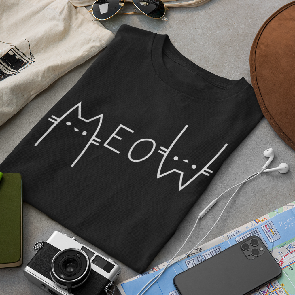 Meow Cat Line Print - Unisex T-Shirt