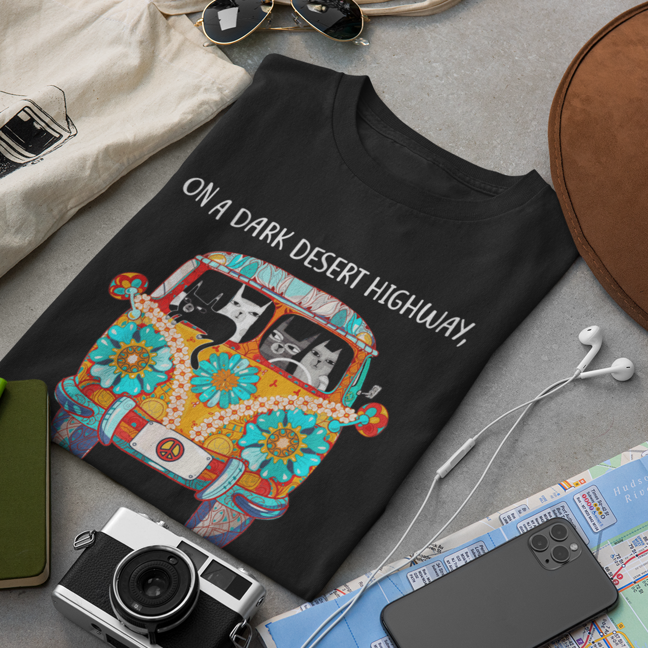 On A Dark Desert Highway Fun Print - Unisex T-Shirt