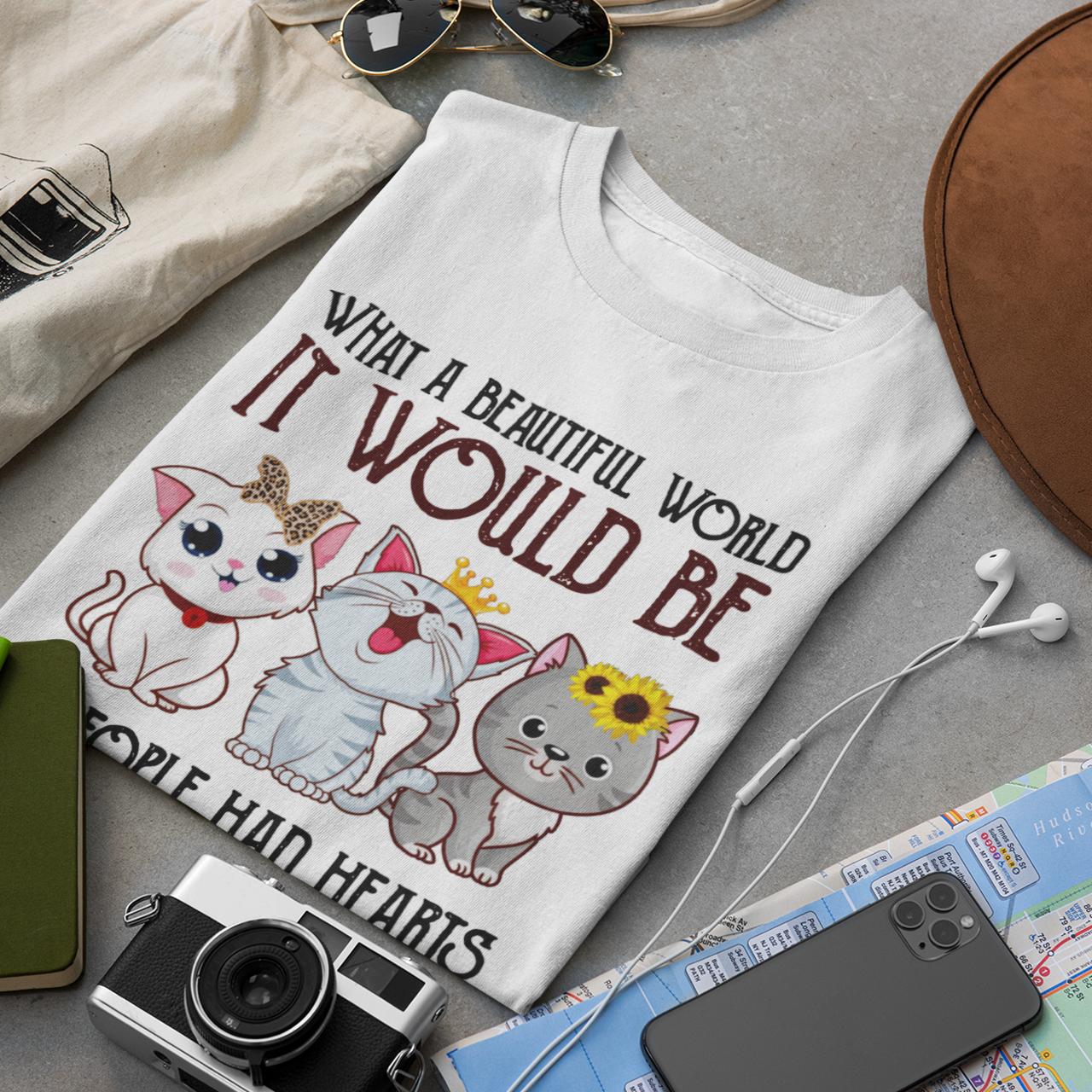 What A Beautiful World Cats - Unisex T-Shirt