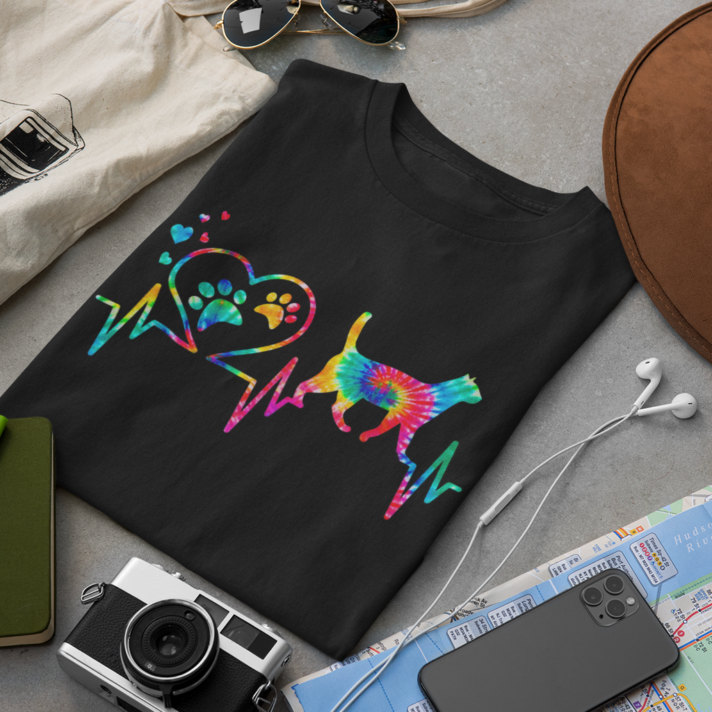 Cat Heart Heartbeat Print Tee - Unisex T-Shirt