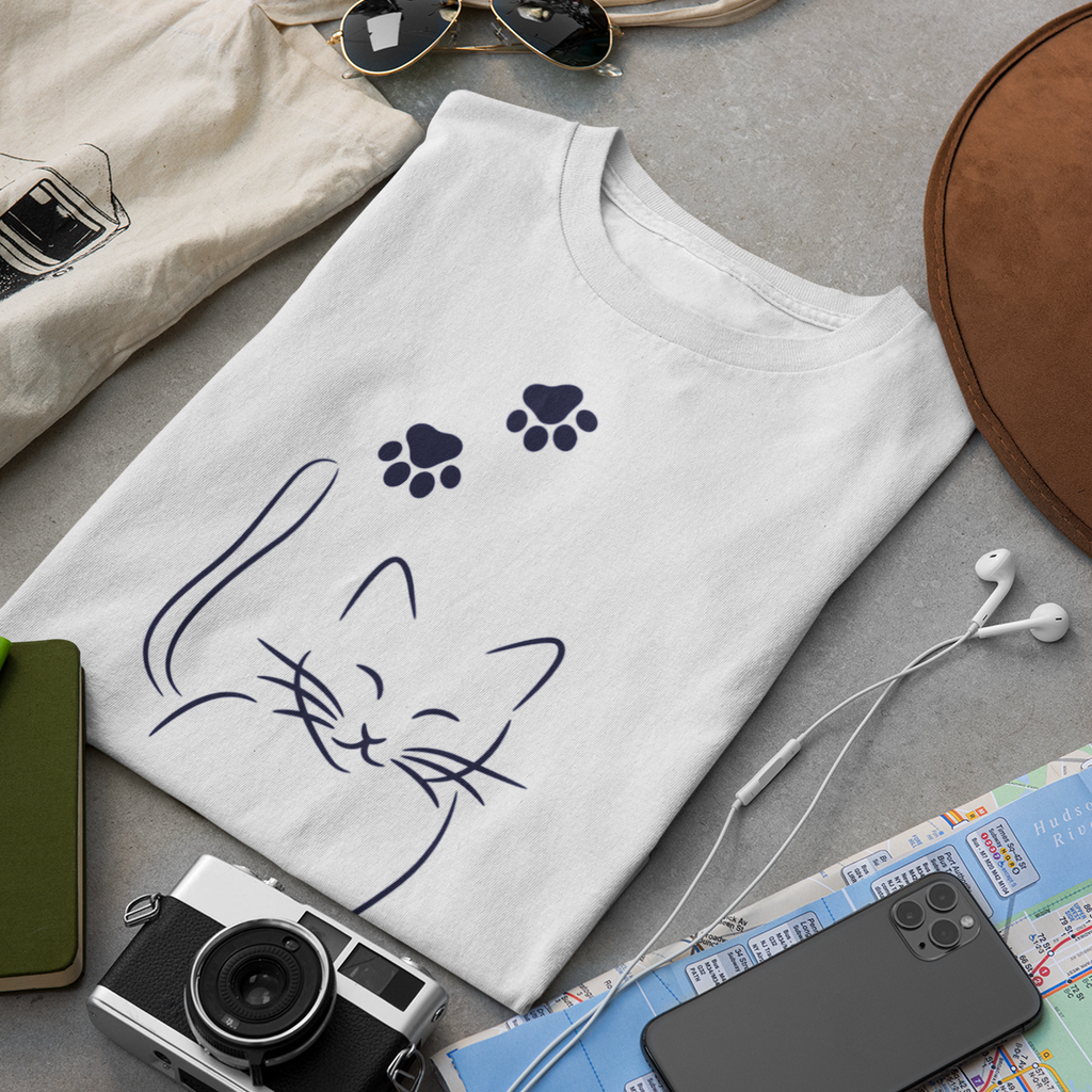 Cat Love Line Art - Unisex T-Shirt