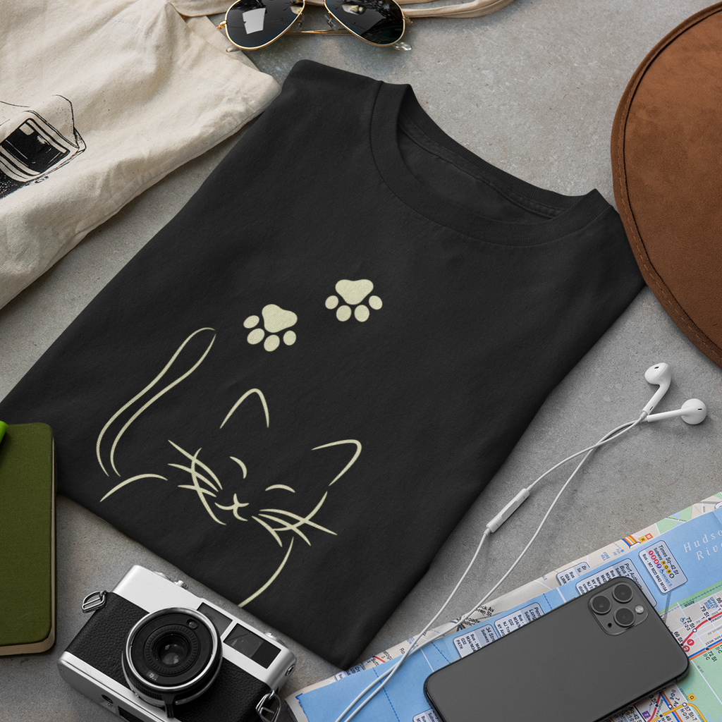 Cat Love Line Art - Unisex T-Shirt