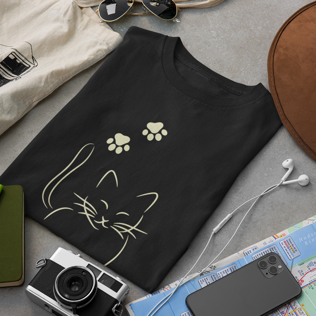 Cat Love Line Art - Unisex T-Shirt