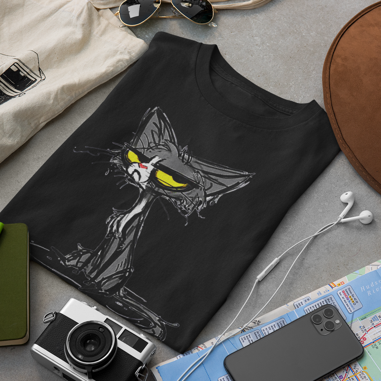 Cat Meh Fun Art Print - Unisex T-Shirt