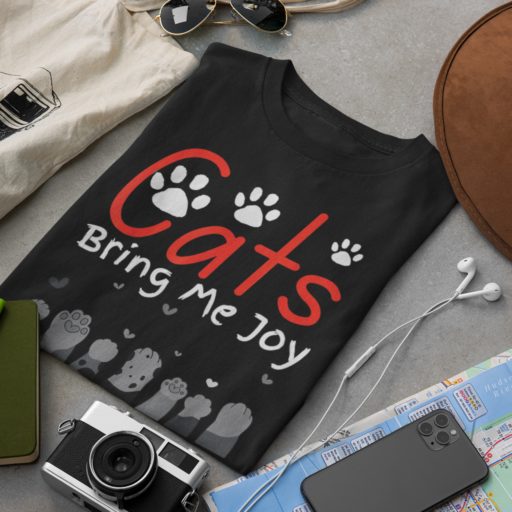 Cats Bring Me Joy Humans Makes My Head Fun Print - Unisex T-Shirt