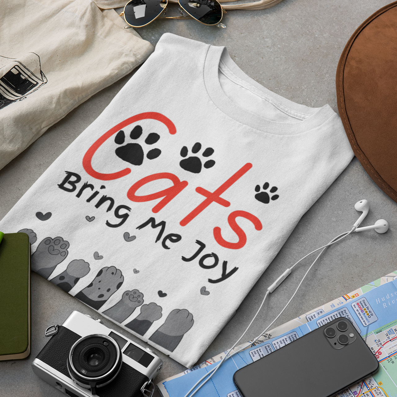 Cats Bring Me Joy Humans Makes My Head Fun Print - Unisex T-Shirt