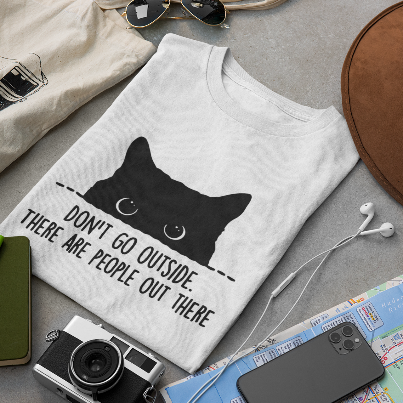 Dont Go Outside Line Art Print - Unisex T-Shirt