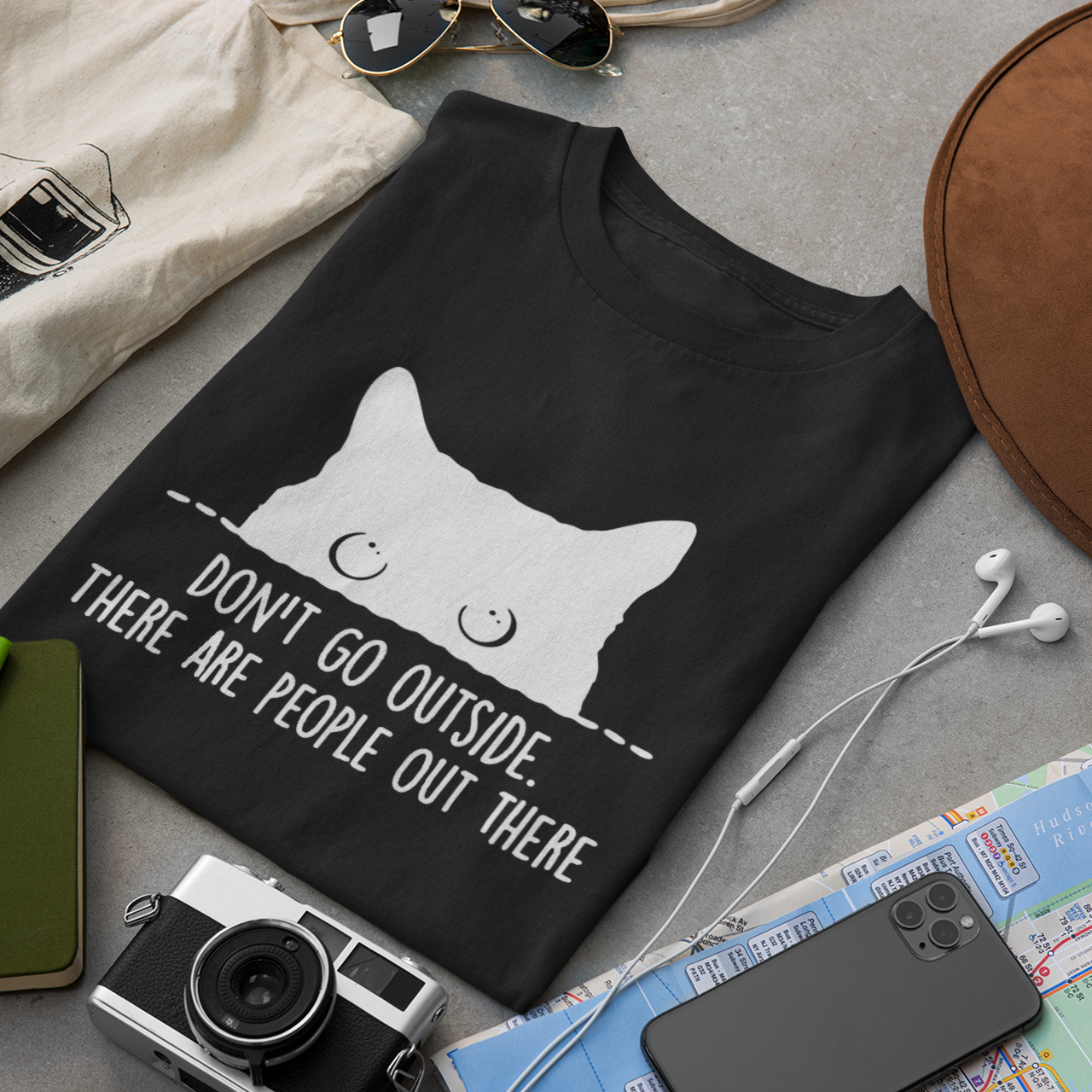 Dont Go Outside Line Art Print - Unisex T-Shirt