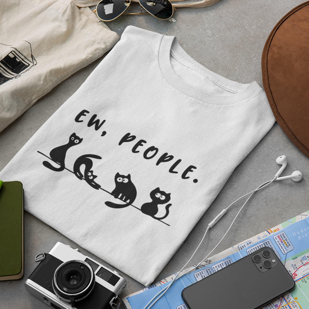 Ew People Cats Fun Print - Unisex T-Shirt