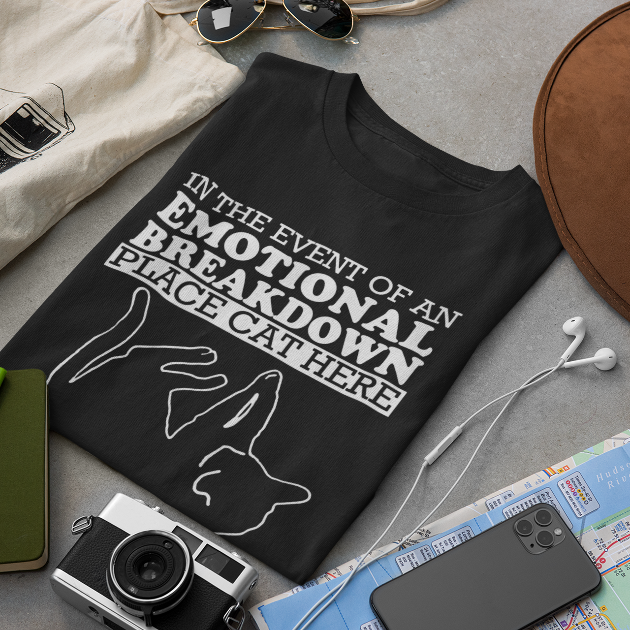 In The Event Of An Emotional Breakdown Place Cat Here - Unisex T-Shirt